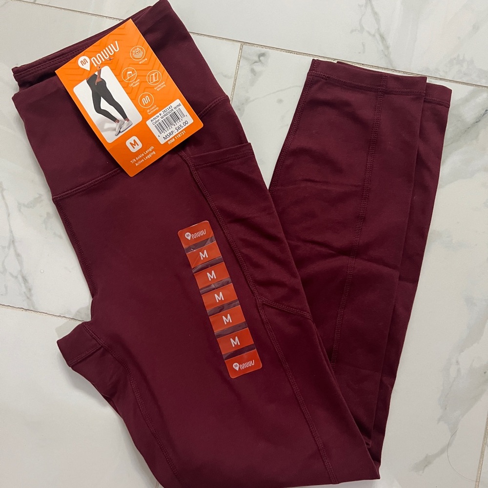 NWT Brand New Maroon Rouge Red Leggings with Pockets